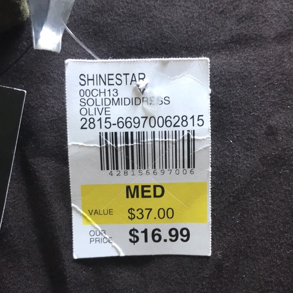 Shinestar solid olive green midi dress brand new with tags in Medium - Picture 6 of 6
